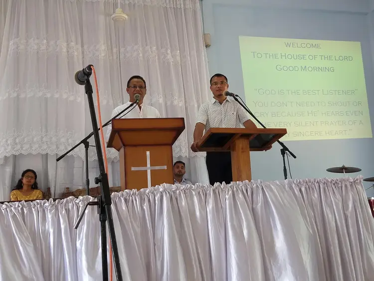 Mr. Wepster G. Sangma with Director SIMNEI at Ampati Baptist Church